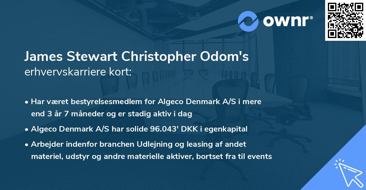 James Stewart Christopher Odom's erhvervskarriere kort