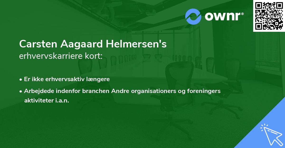Carsten Aagaard Helmersen's erhvervskarriere kort