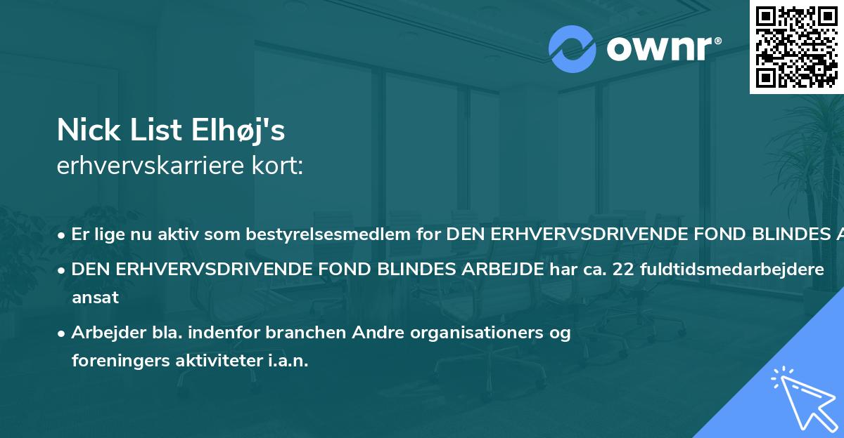 Nick List Elhøj's erhvervskarriere kort