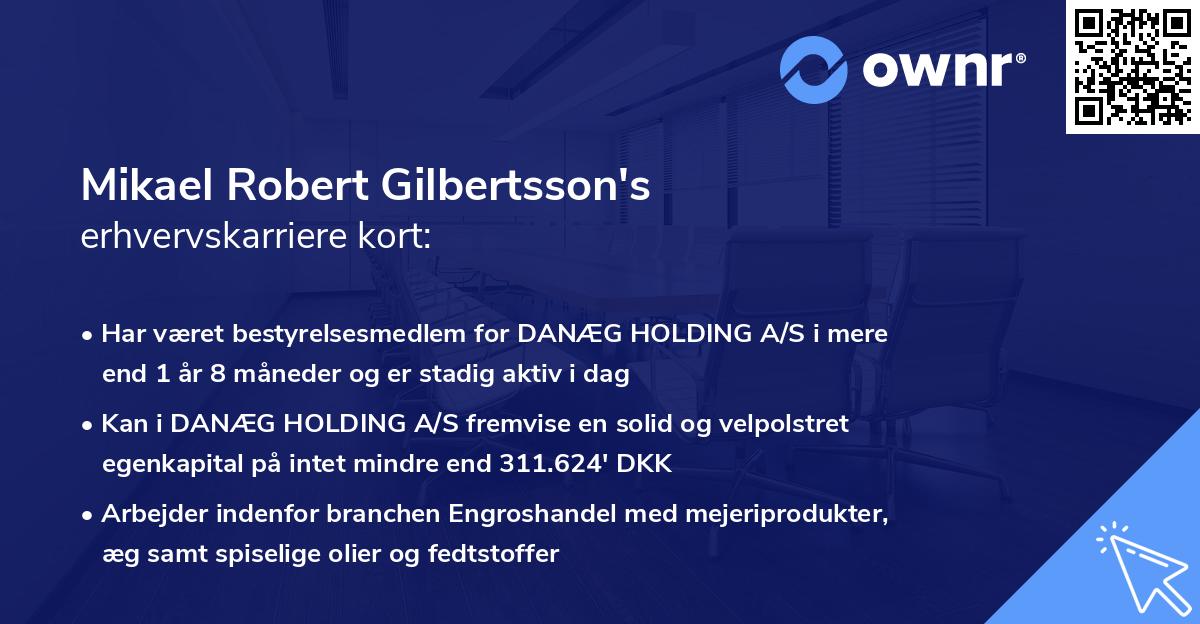 Mikael Robert Gilbertsson's erhvervskarriere kort