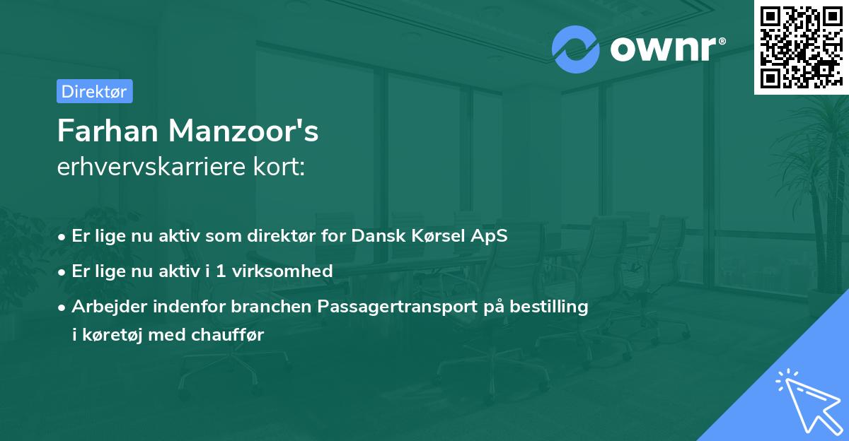 Farhan Manzoor's erhvervskarriere kort