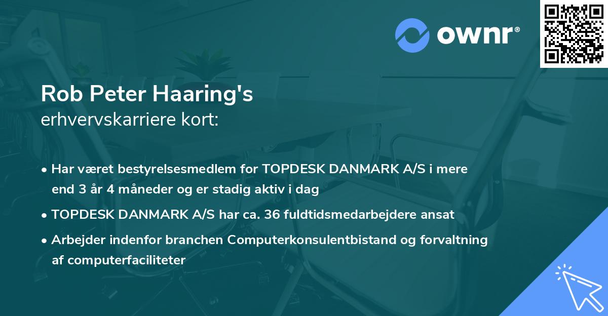 Rob Peter Haaring's erhvervskarriere kort