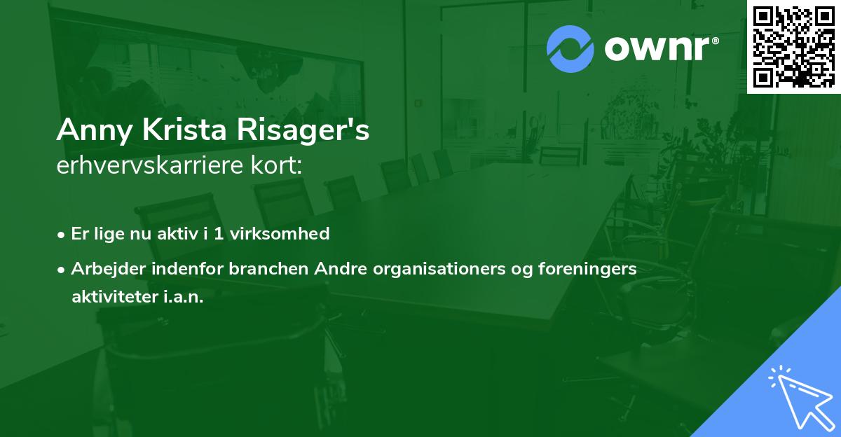 Anny Krista Risager's erhvervskarriere kort