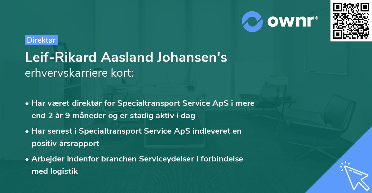 Leif-Rikard Aasland Johansen's erhvervskarriere kort