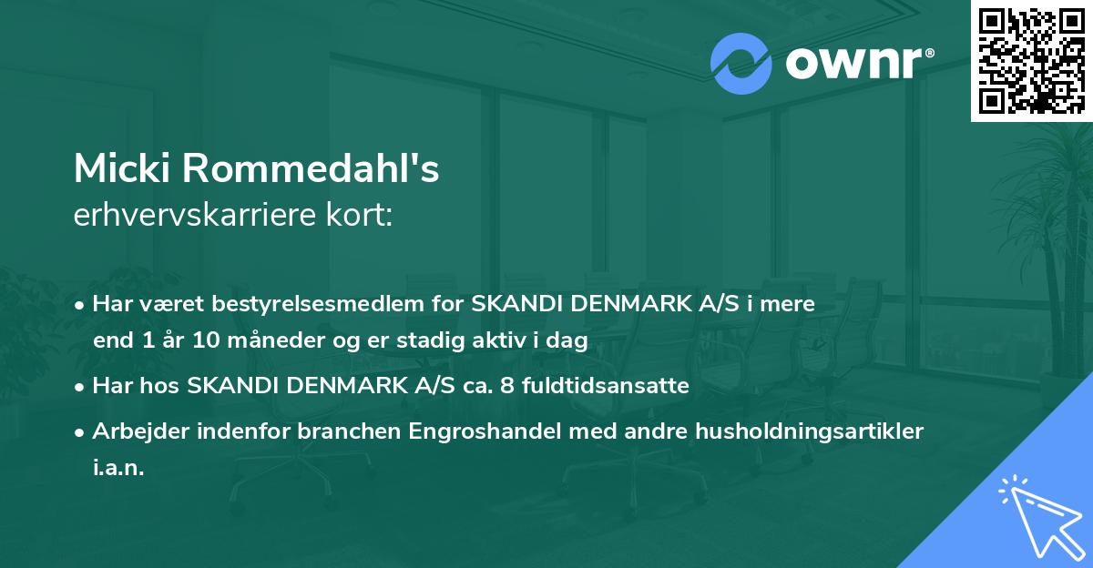 Micki Rommedahl's erhvervskarriere kort