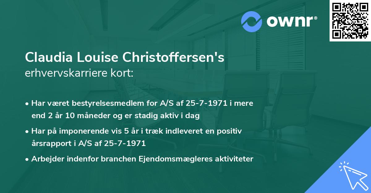 Claudia Louise Christoffersen's erhvervskarriere kort