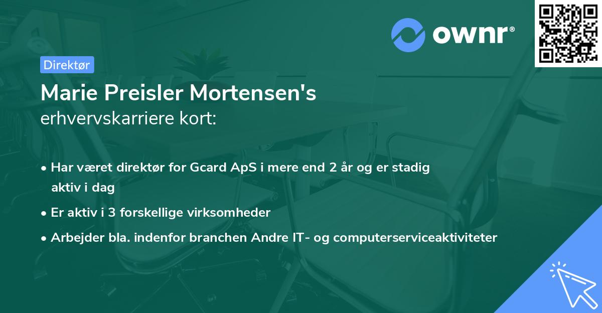 Marie Preisler Mortensen's erhvervskarriere kort