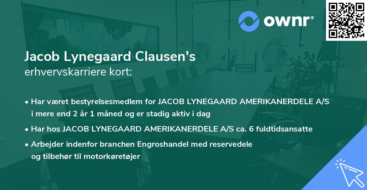 Jacob Lynegaard Clausen's erhvervskarriere kort
