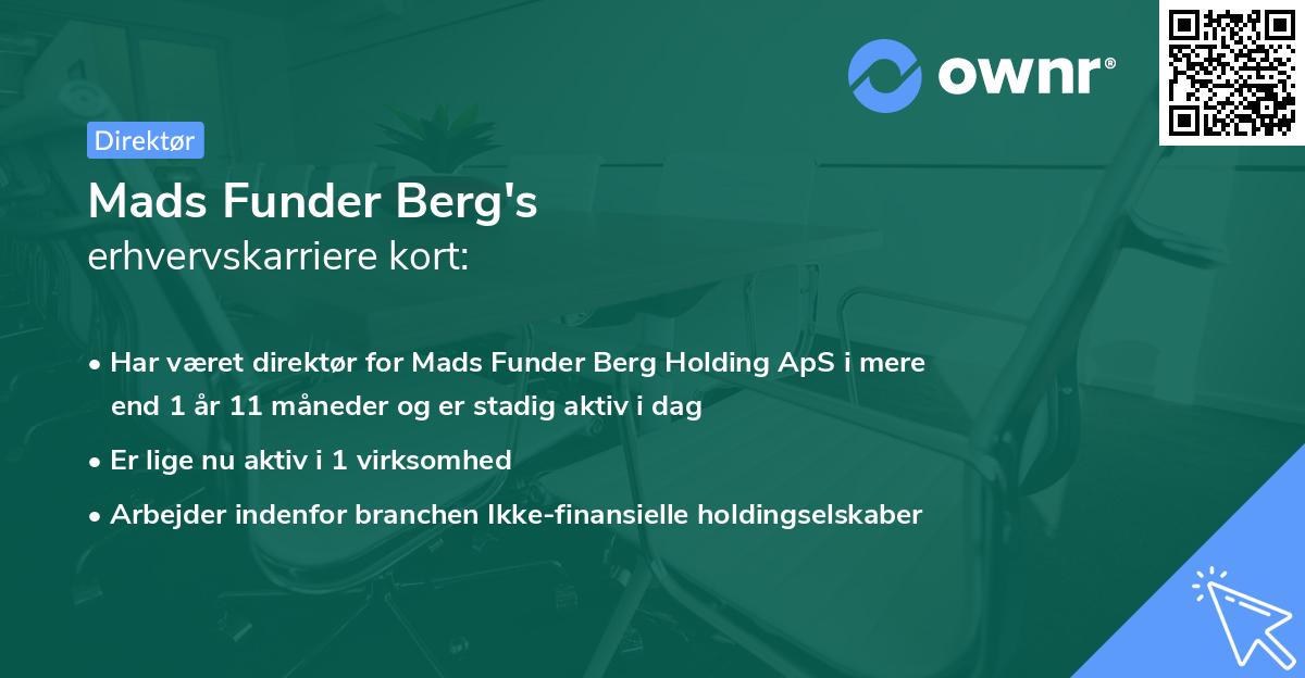 Mads Funder Berg's erhvervskarriere kort