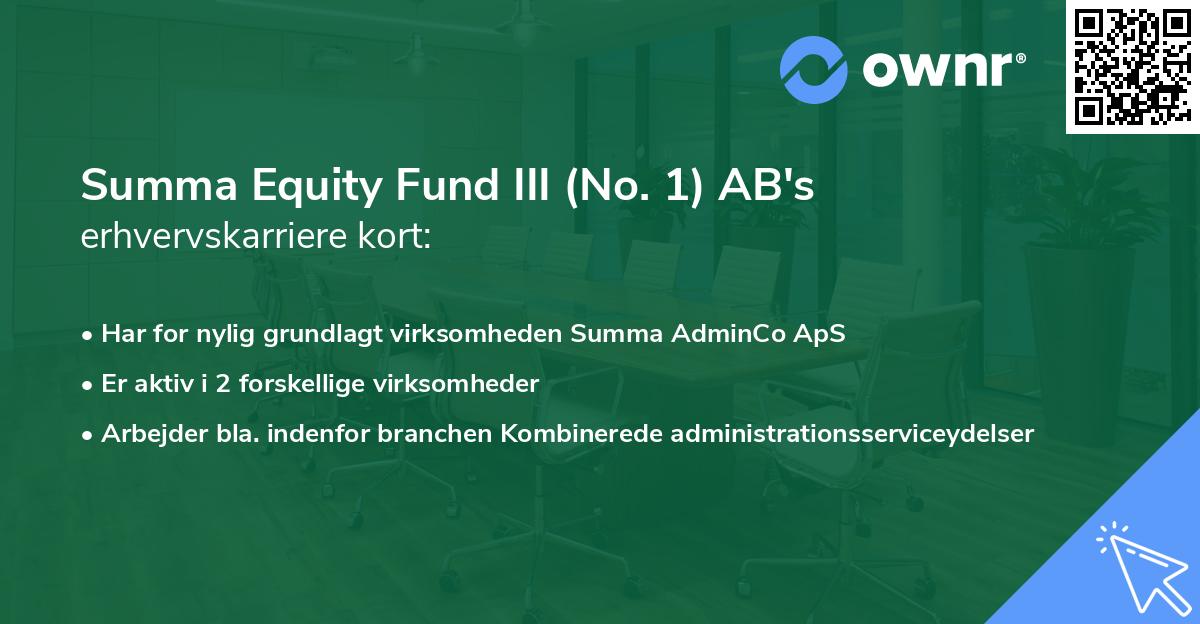 Summa Equity Fund III (No. 1) AB's erhvervskarriere kort