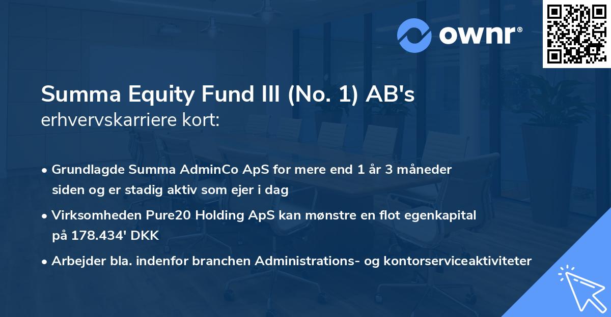 Summa Equity Fund III (No. 1) AB's erhvervskarriere kort