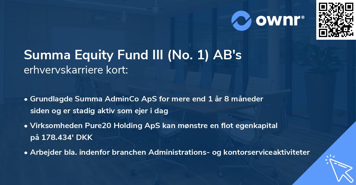 Summa Equity Fund III (No. 1) AB's erhvervskarriere kort