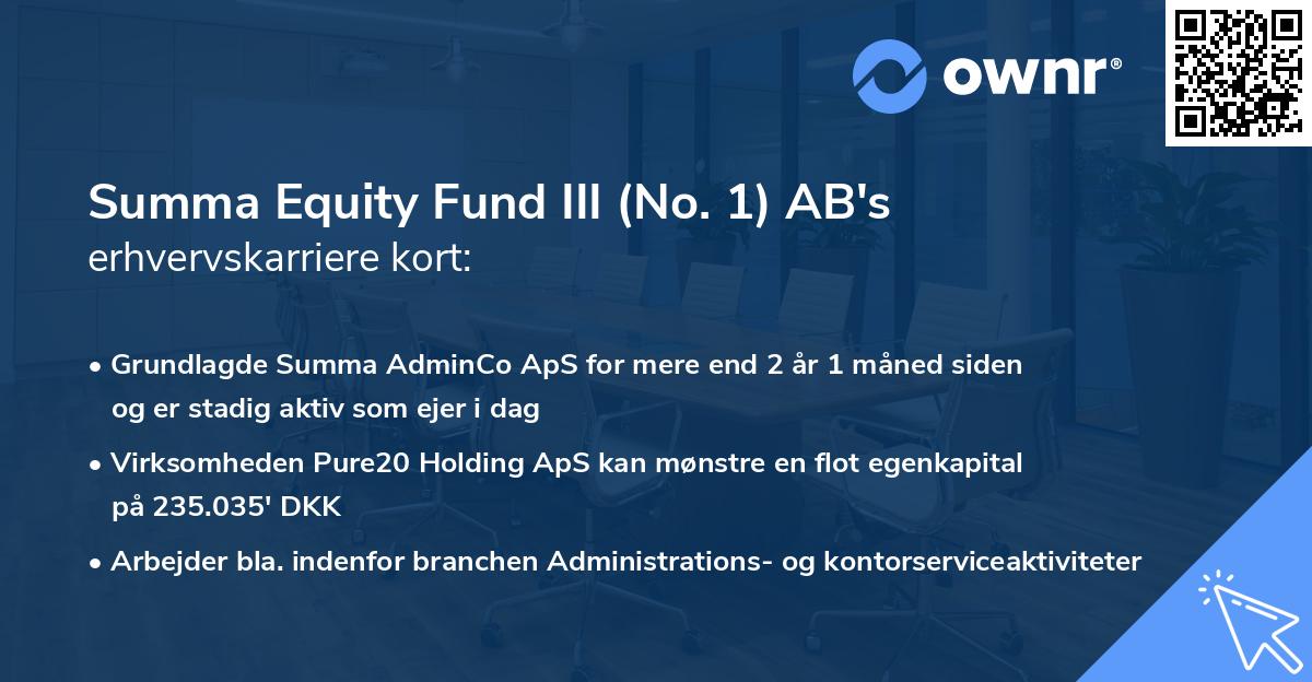 Summa Equity Fund III (No. 1) AB's erhvervskarriere kort
