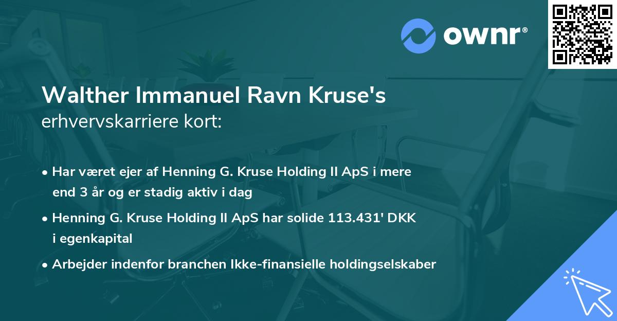 Walther Immanuel Ravn Kruse's erhvervskarriere kort