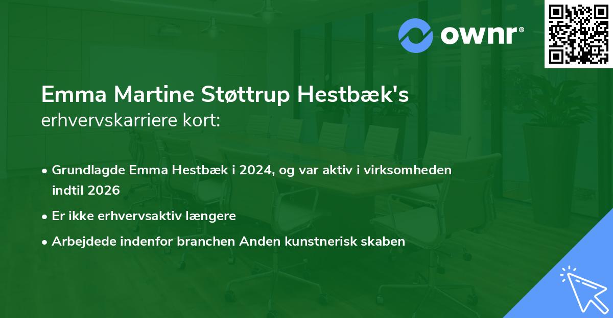 Emma Martine Støttrup Hestbæk's erhvervskarriere kort
