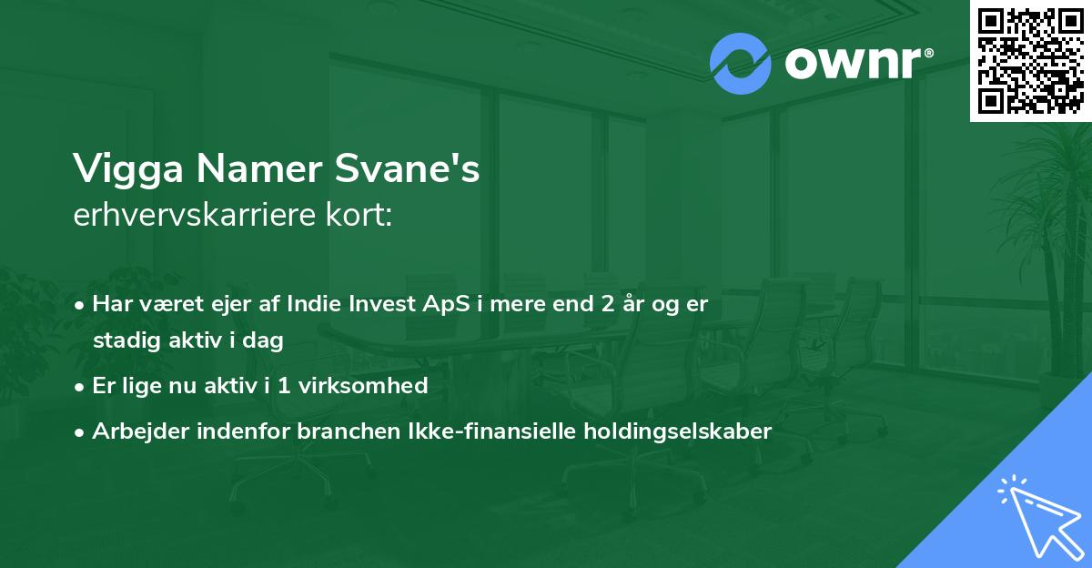Vigga Namer Svane's erhvervskarriere kort
