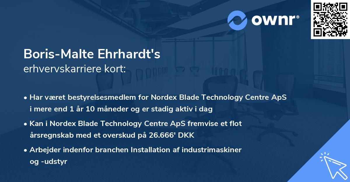 Boris-Malte Ehrhardt's erhvervskarriere kort
