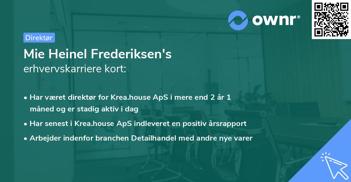 Mie Heinel Frederiksen's erhvervskarriere kort