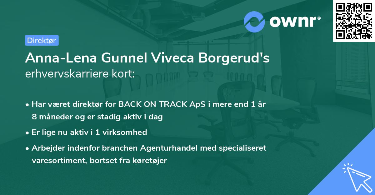 Anna-Lena Gunnel Viveca Borgerud's erhvervskarriere kort
