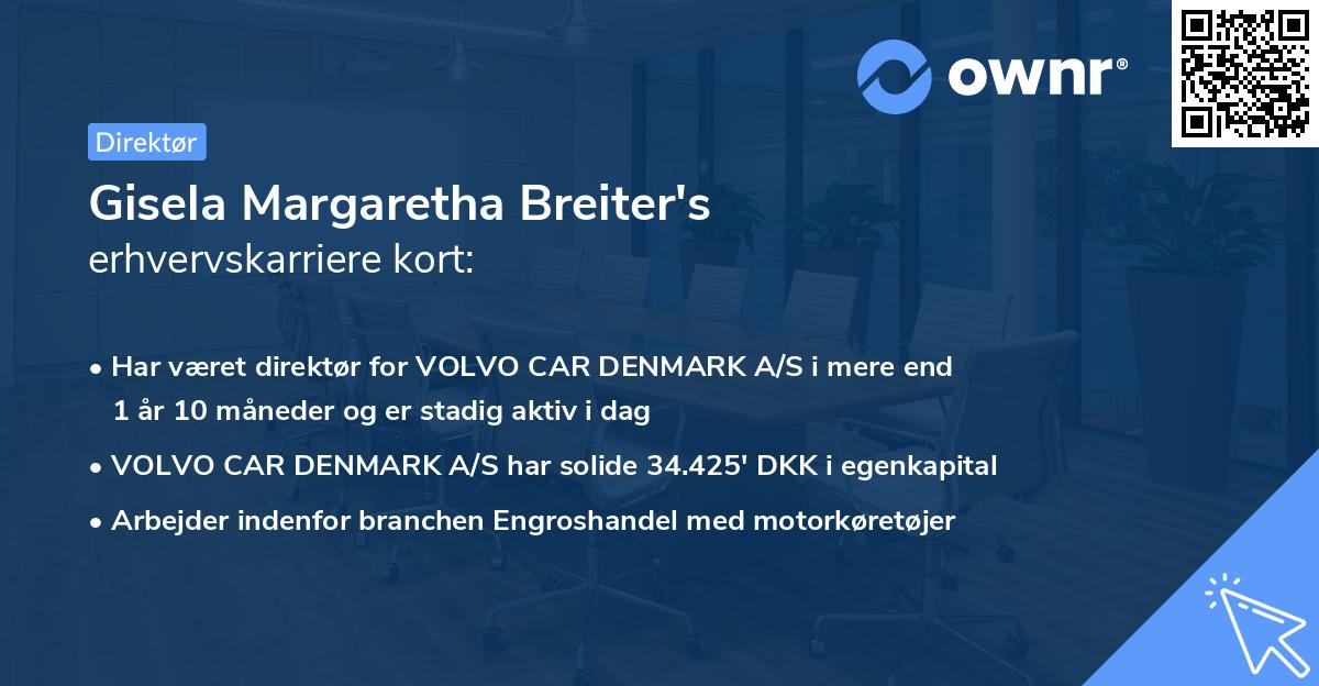 Gisela Margaretha Breiter's erhvervskarriere kort