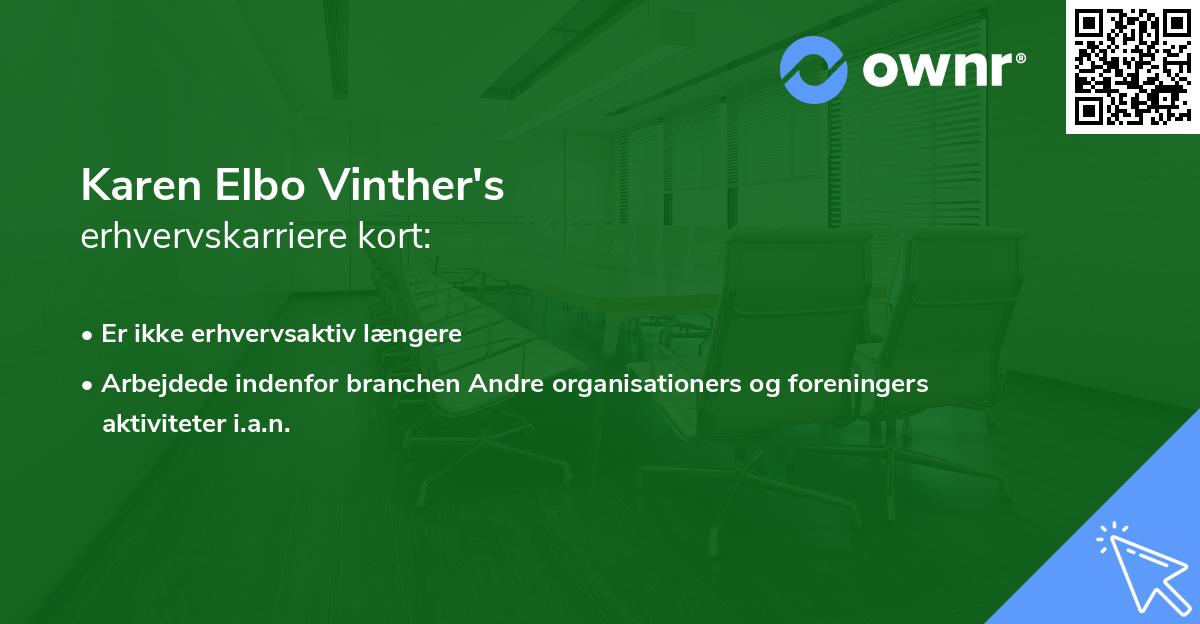Karen Elbo Vinther's erhvervskarriere kort