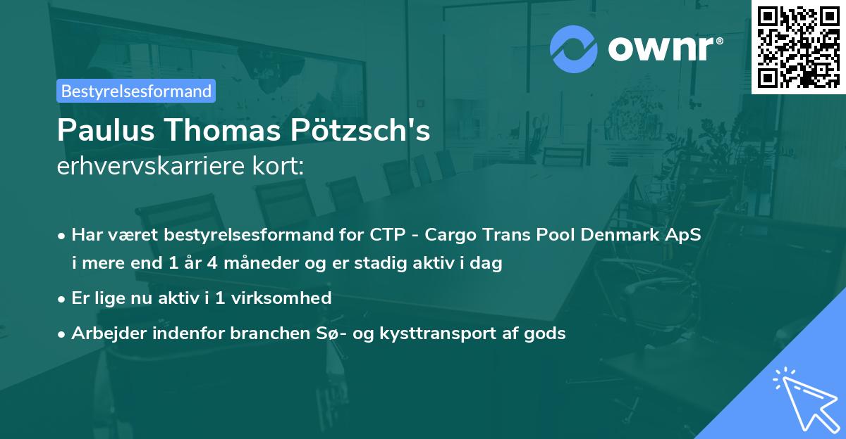Paulus Thomas Pötzsch's erhvervskarriere kort