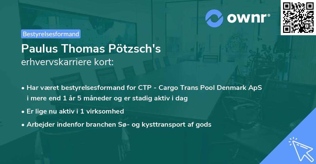 Paulus Thomas Pötzsch's erhvervskarriere kort