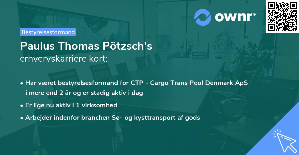 Paulus Thomas Pötzsch's erhvervskarriere kort