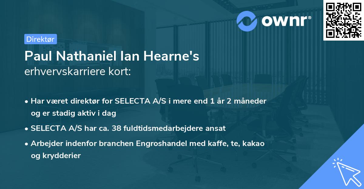 Paul Nathaniel Ian Hearne's erhvervskarriere kort