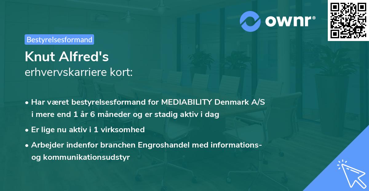 Knut Alfred's erhvervskarriere kort