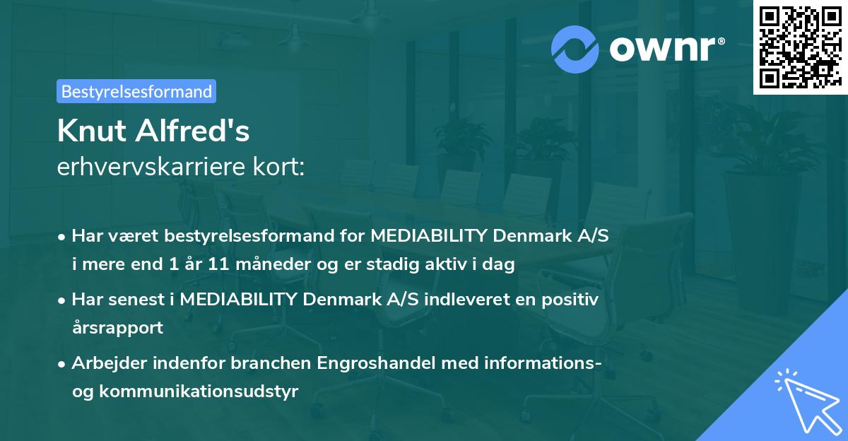 Knut Alfred's erhvervskarriere kort