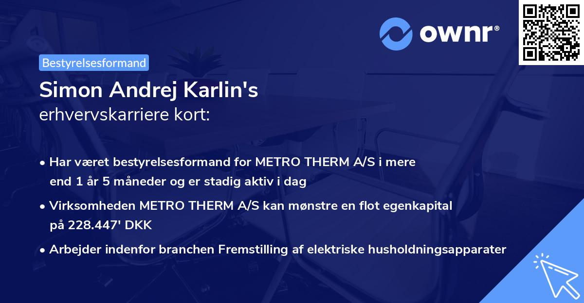 Simon Andrej Karlin's erhvervskarriere kort