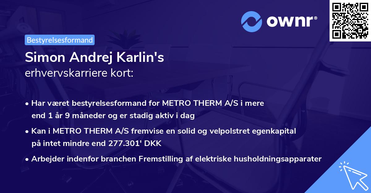 Simon Andrej Karlin's erhvervskarriere kort