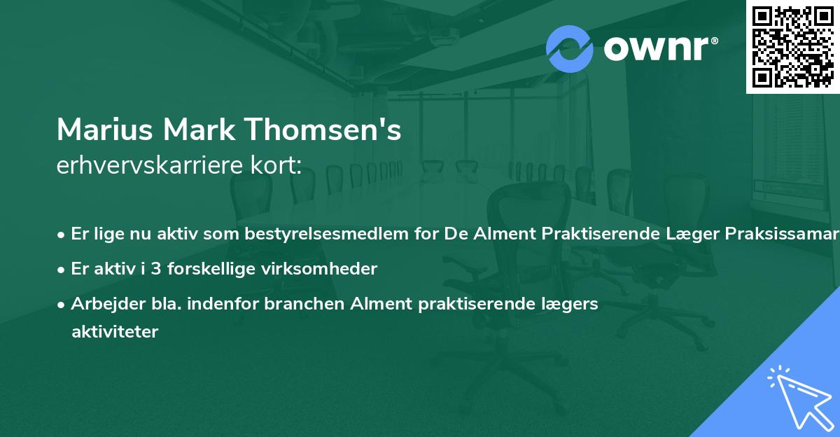 Marius Mark Thomsen's erhvervskarriere kort
