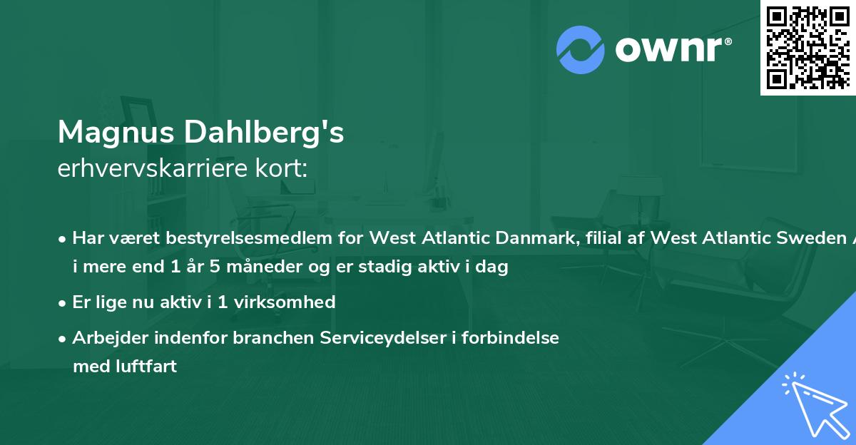 Magnus Dahlberg's erhvervskarriere kort