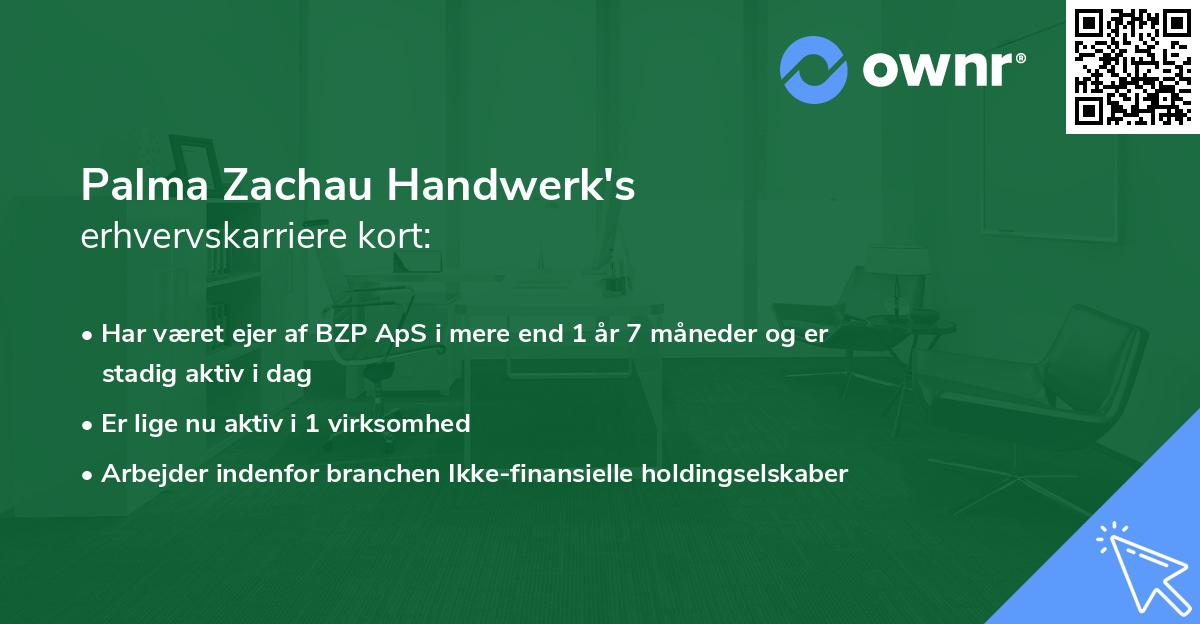Palma Zachau Handwerk's erhvervskarriere kort