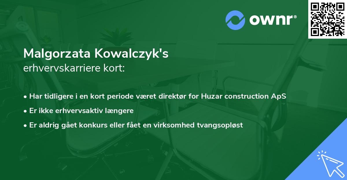 Malgorzata Kowalczyk's erhvervskarriere kort