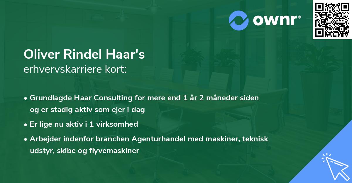 Oliver Rindel Haar's erhvervskarriere kort