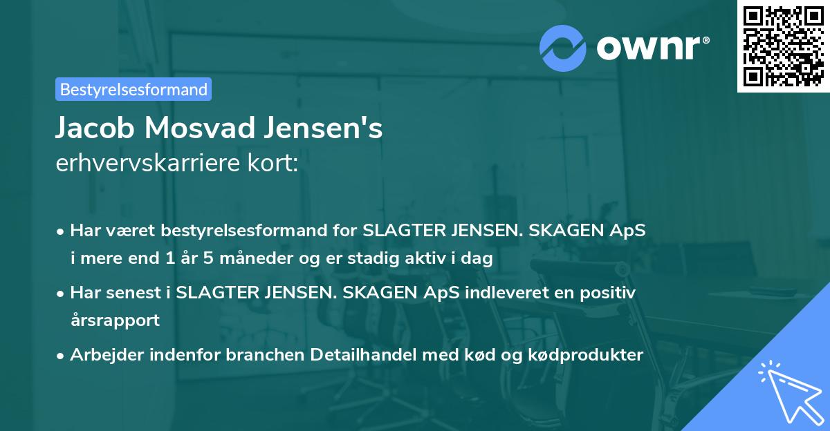 Jacob Mosvad Jensen's erhvervskarriere kort