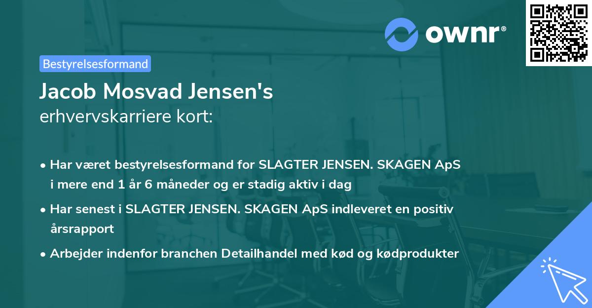Jacob Mosvad Jensen's erhvervskarriere kort