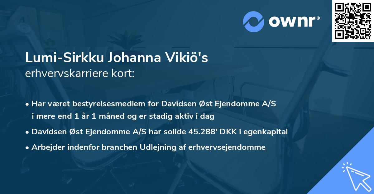 Lumi-Sirkku Johanna Vikiö's erhvervskarriere kort