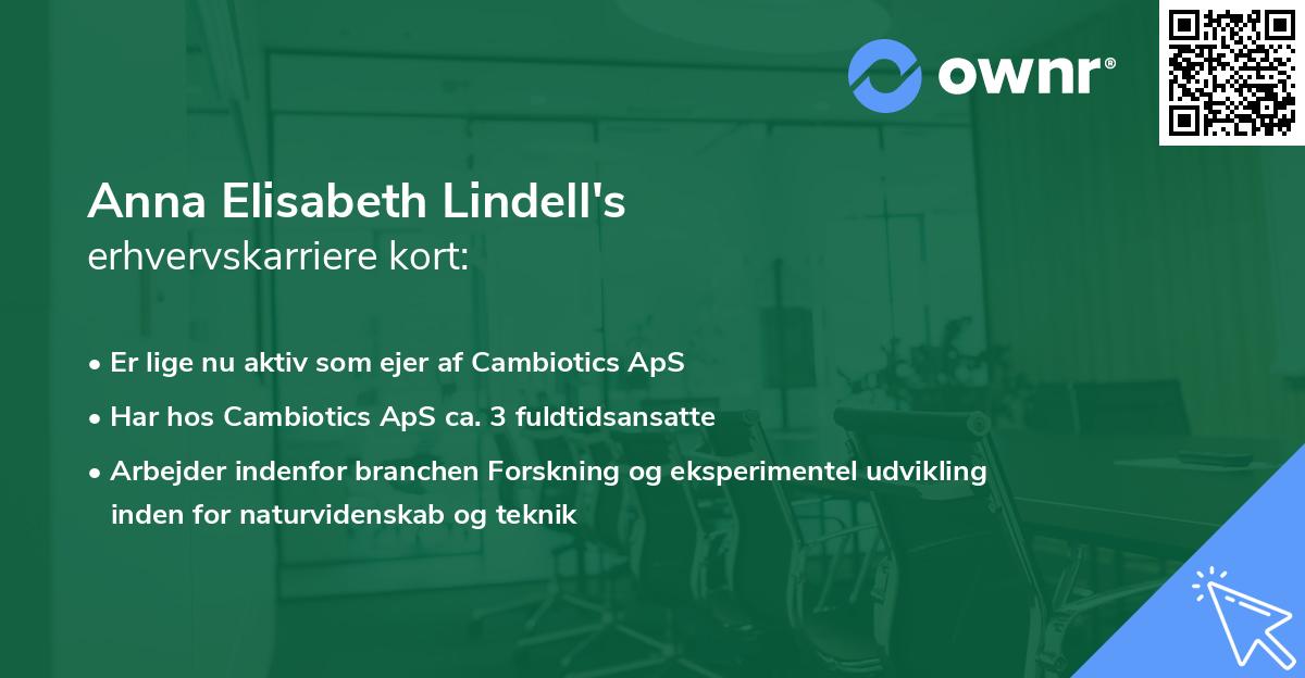 Anna Elisabeth Lindell's erhvervskarriere kort