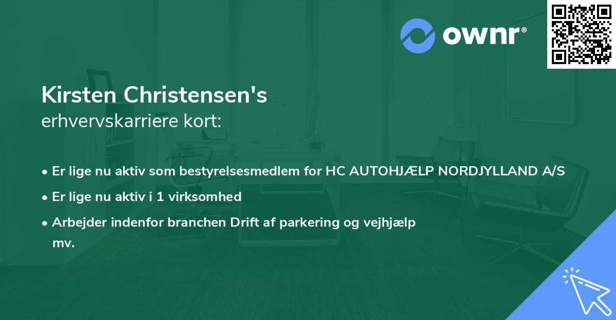 Kirsten Christensen's erhvervskarriere kort