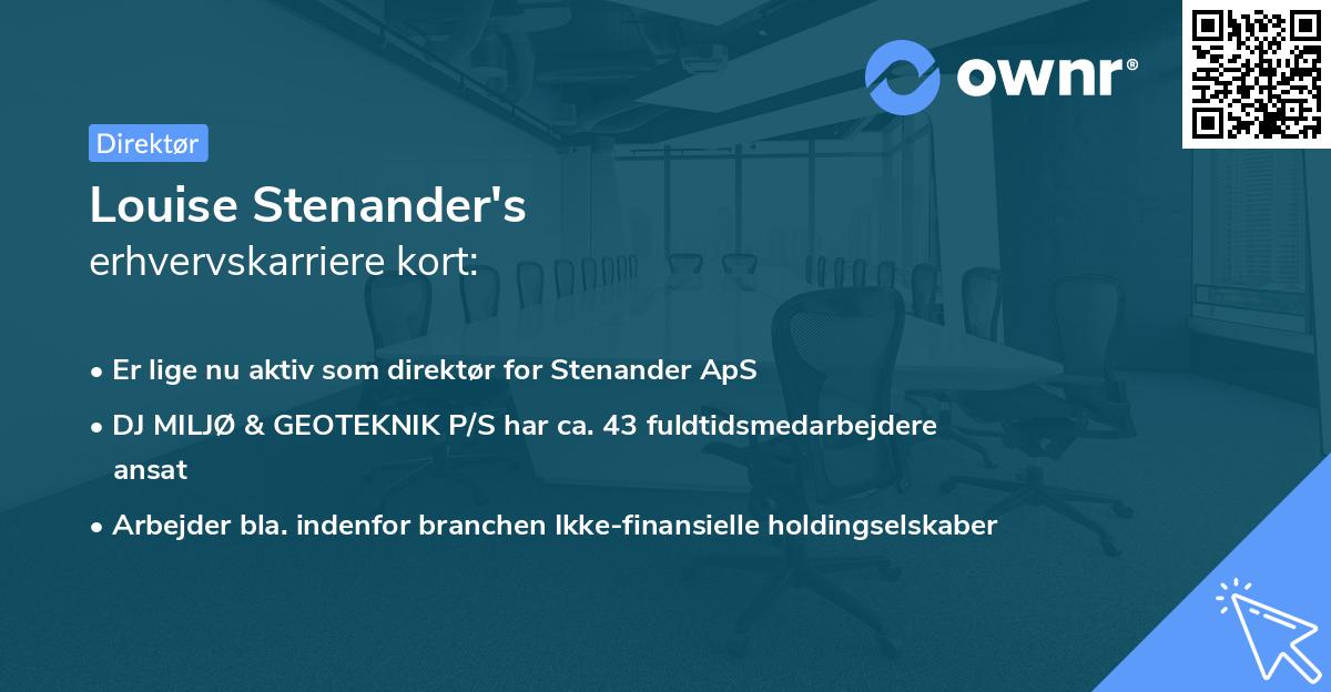 Louise Stenander's erhvervskarriere kort