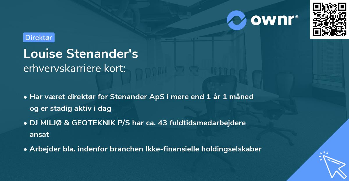 Louise Stenander's erhvervskarriere kort
