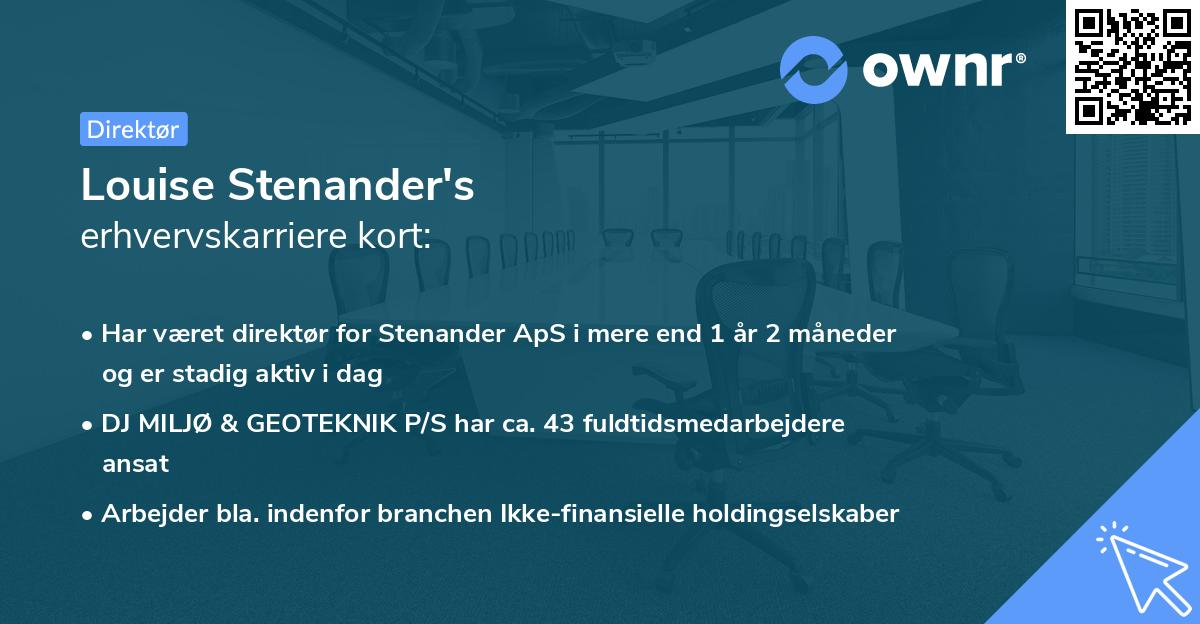 Louise Stenander's erhvervskarriere kort
