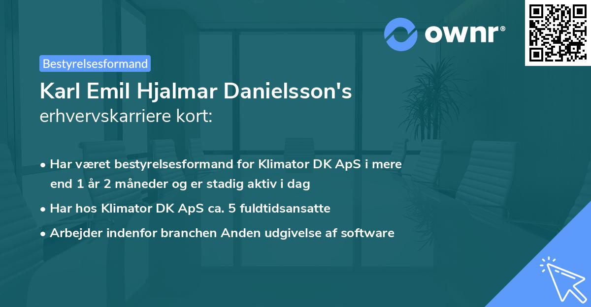 Karl Emil Hjalmar Danielsson's erhvervskarriere kort