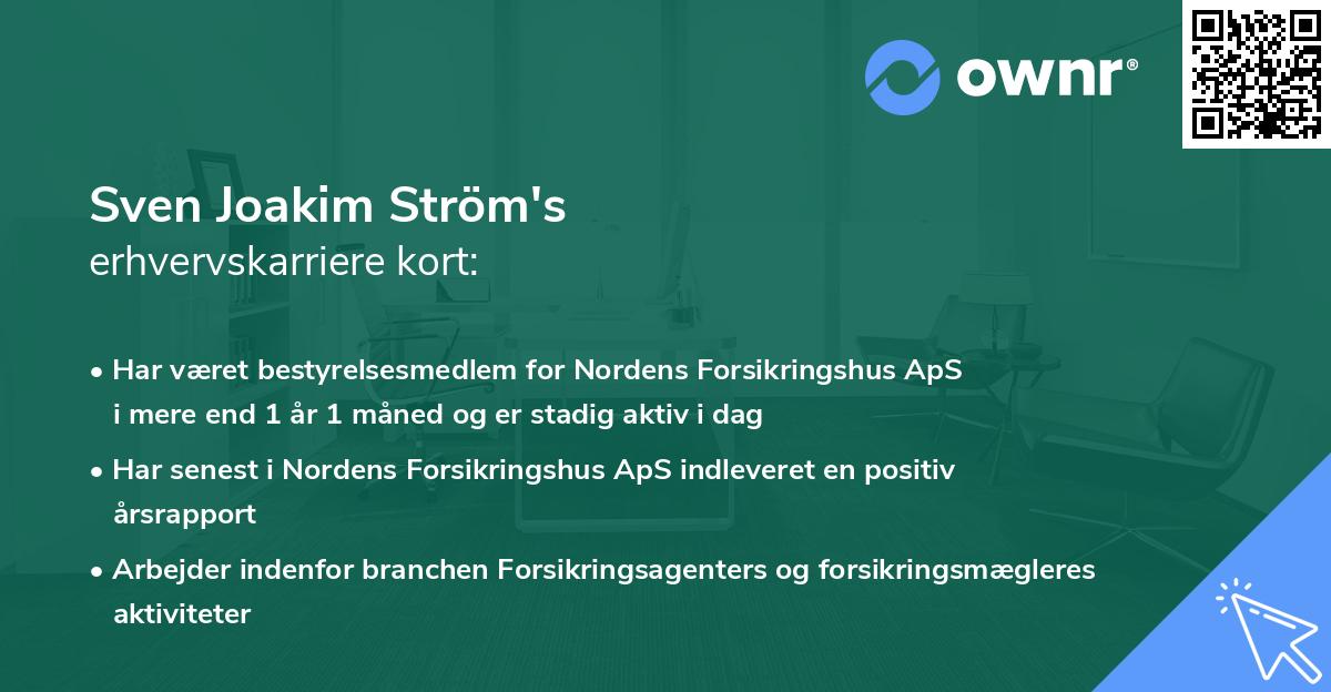 Sven Joakim Ström's erhvervskarriere kort