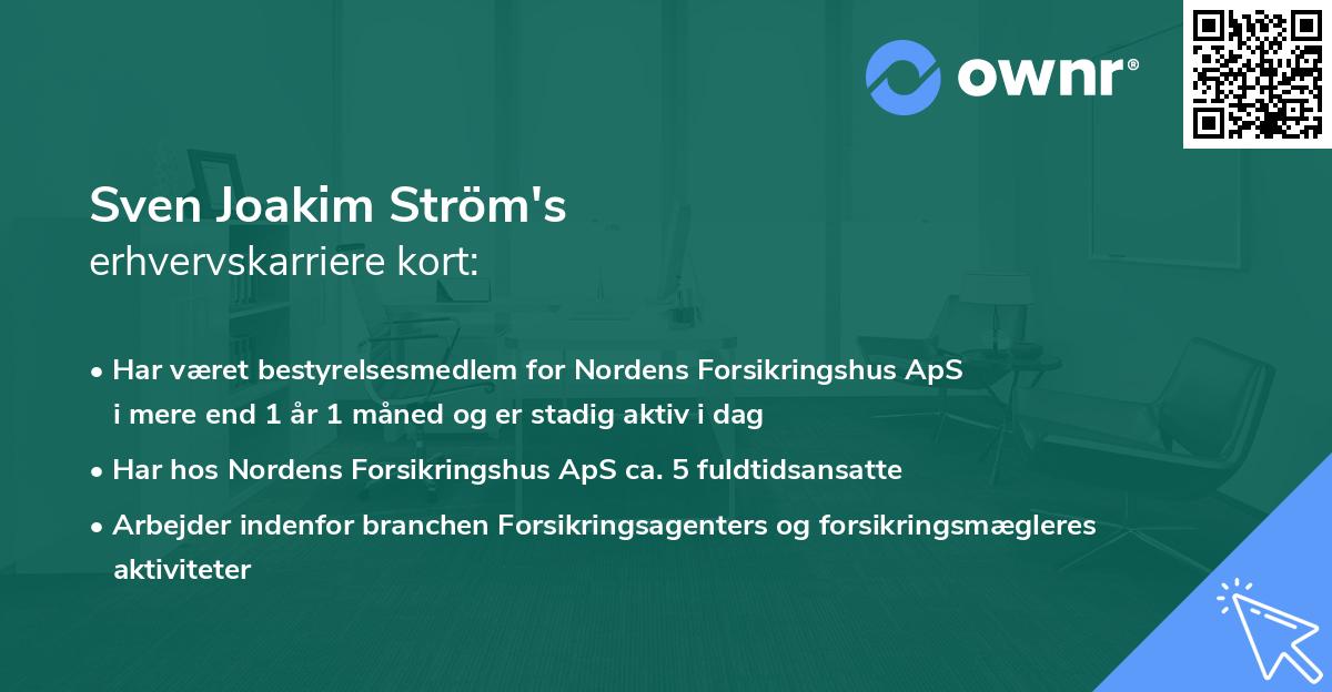 Sven Joakim Ström's erhvervskarriere kort