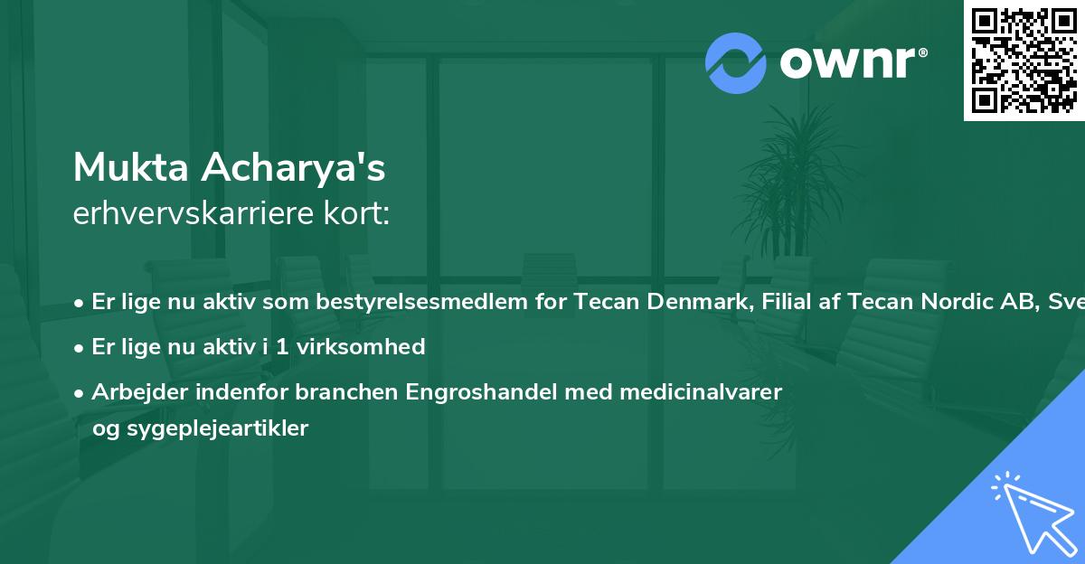 Mukta Acharya's erhvervskarriere kort